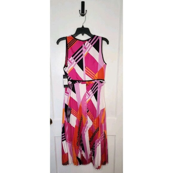 NWT Karl Lagerfeld Paris Women's Multicolored Pleated-Skirt Dress Size 6 - Picture 2 of 8